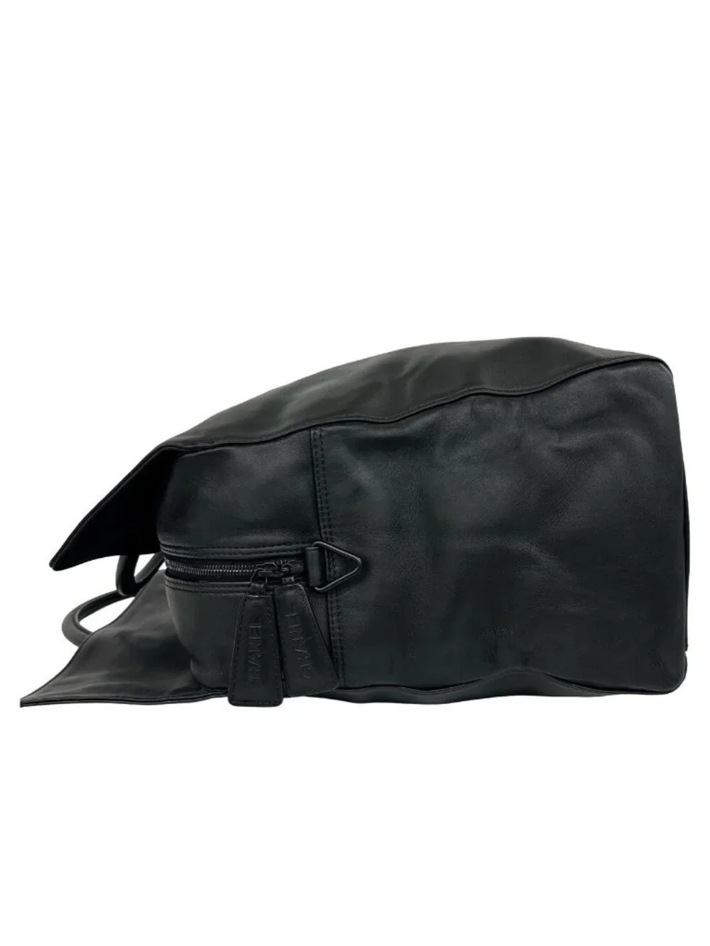 Chanel Card CC Logo Leather Boston Bag Business Black